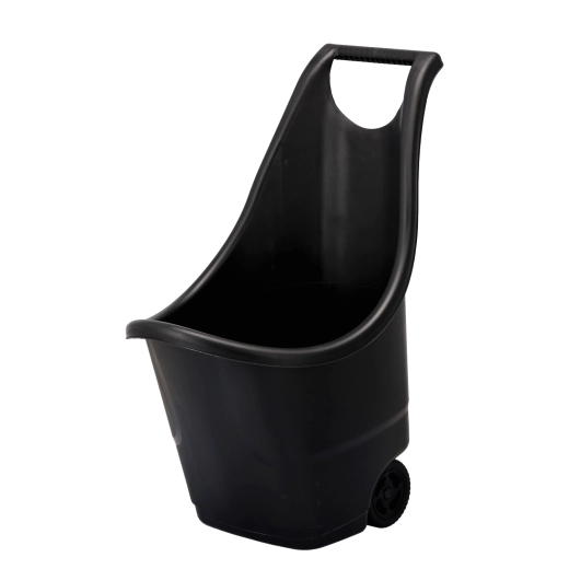 Multifunktionel havevogn med hjul 50 l sort