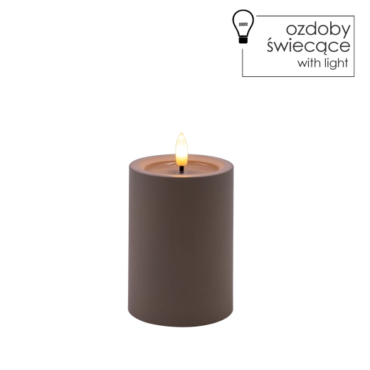 Grå LED-lys 7 × 10 cm med varm, flimrende flamme