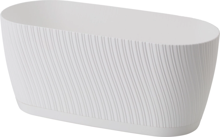 Blomsterkasse MIKA 27 cm ECO Recycled med underbakke – hvid