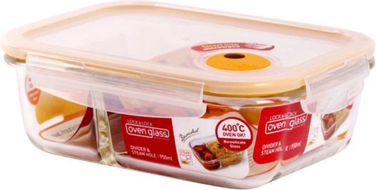 Glasskål til ovn med rum og låg 950 ml af borosilikatglas
