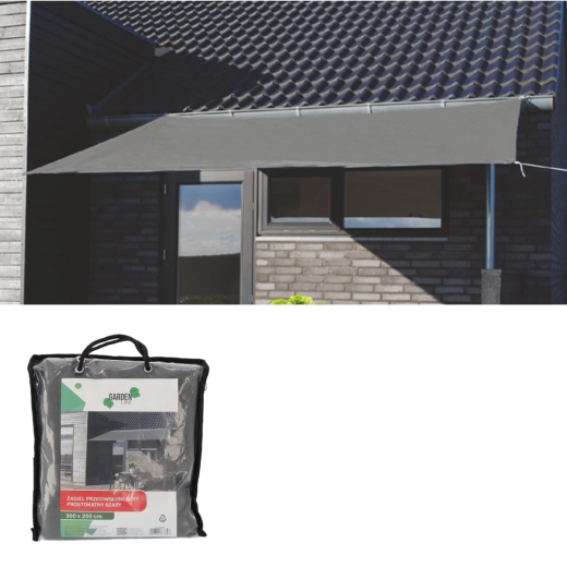 Rektangulær skyggepresenning grå 3 × 2,5 m