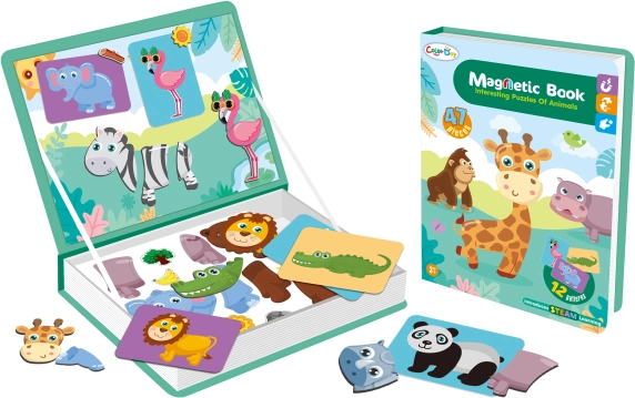 Magnetisk bog med safaridyr, 47 dele