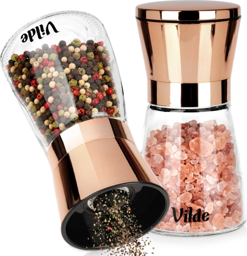 Vilde glas-kværne til salt og peber, 2 stk., 13,5 cm