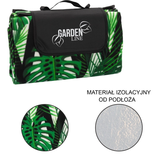 Picnictæppe 200 × 200 cm med isolerende underside Monstera