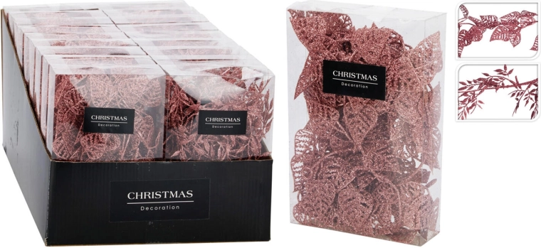 Guirlande med blade 180 cm lyserød