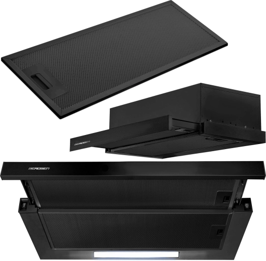 Teleskopisk indbygget emhætte 60 cm sort