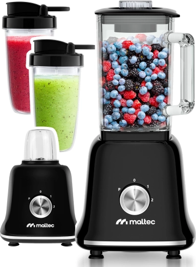 MalTec bordblender 1800 W med glaskande og tilbehør