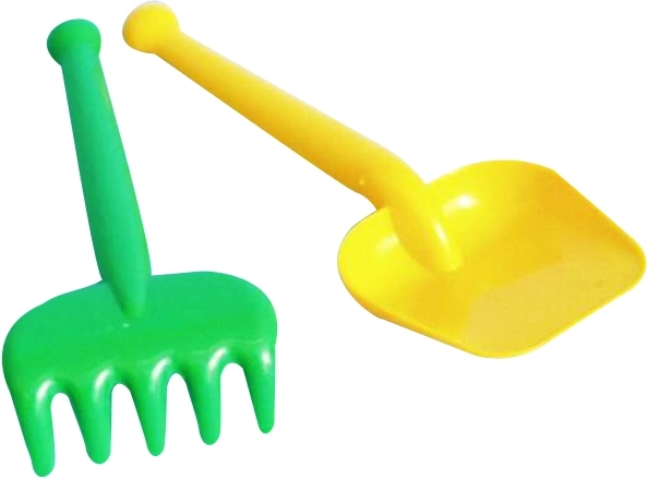 Plastisk havesæt til børn – lille skovl og rive