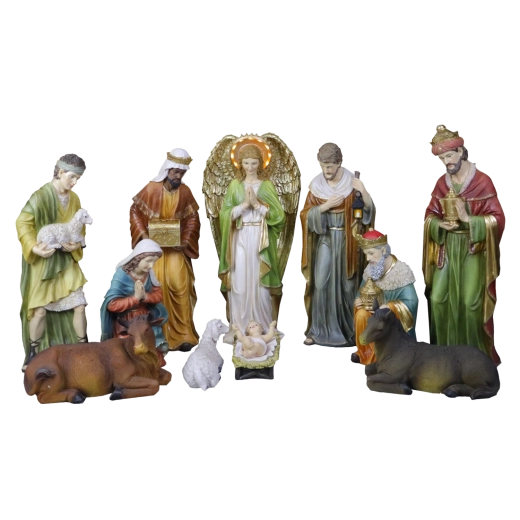 Julesæt med dekorative figurer med belysning 50 cm (11 stk.)