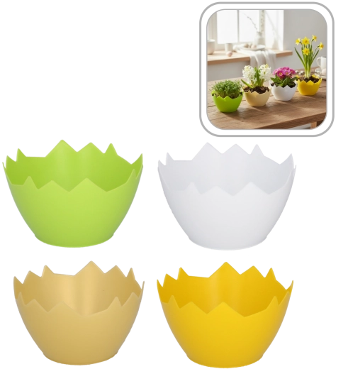 Plastikovertræk til urtepotte formet som en sprækket æggeskal 12 cm