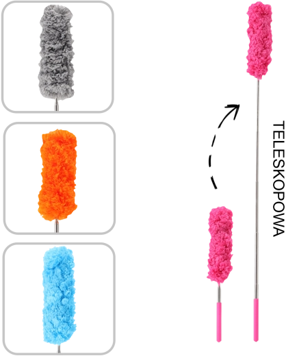 Teleskopisk mikrofiberstøvklud 38–85 cm, miks af farver