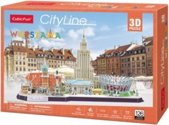 3D-puslespil CityLine panorama Warszawa 159 brikker