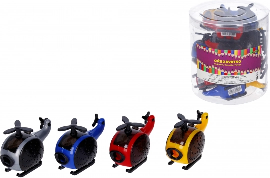 Blyantspidser med beholder formet som helikopter