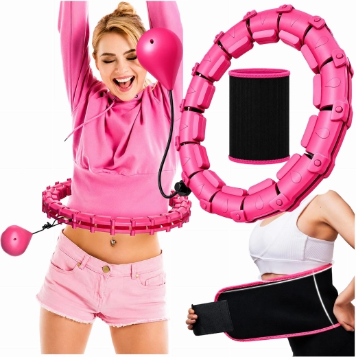 Justerbar smart hula hoop med vægt og massageknopper + slankebælte