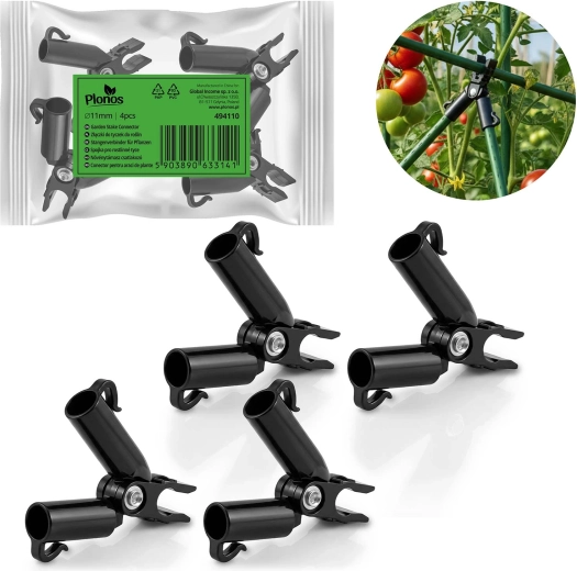 Hængslesamlinger type A til stænger 11 mm, 4 stk – sorte