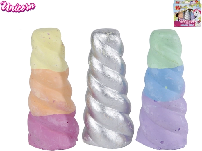 Farvede fortovskridt enhjørningehorn, sæt med 3 stk.