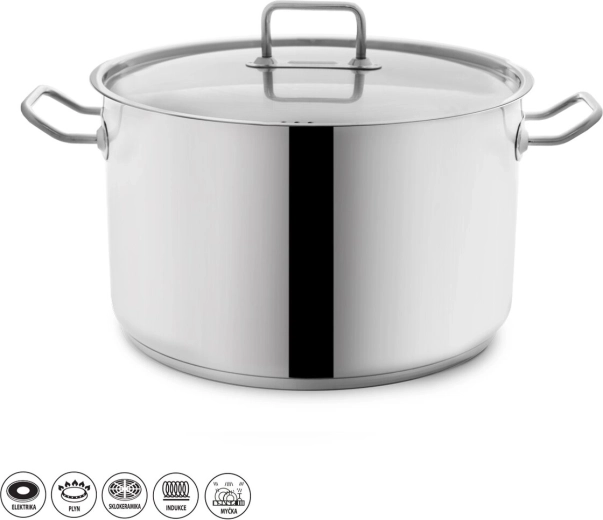 Stock rustfri gryde 15 l med låg