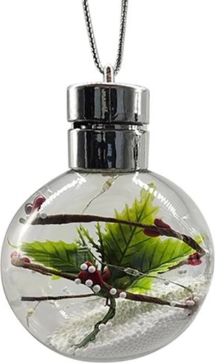 Juleophængt LED-kugle 8 cm – mix af motiver