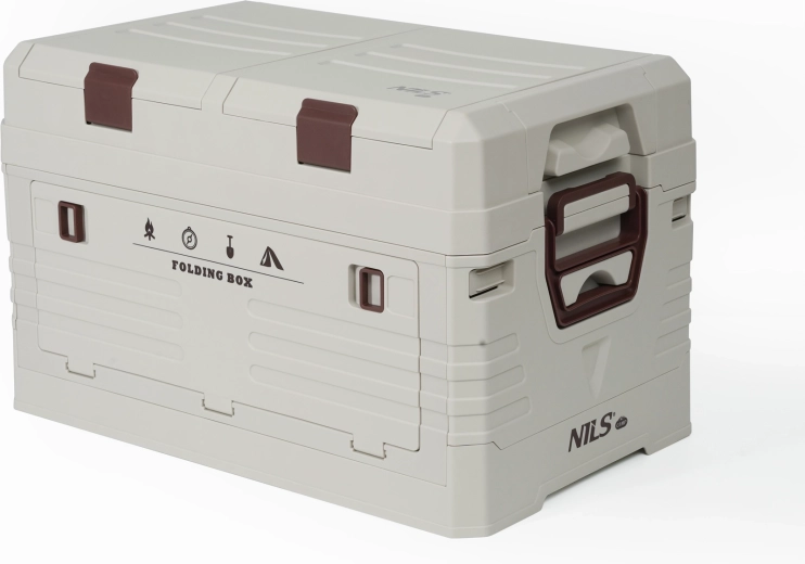 Sammenklappelig opbevaringsboks med låg 42 l NILS Camp grå
