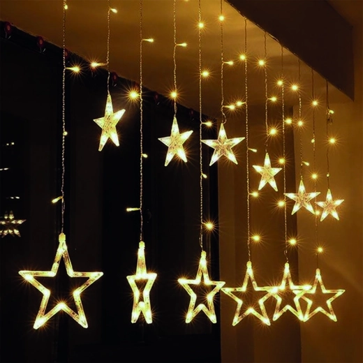 Solight LED udendørs julelysgardin stjerner 3 m 123 LED varm hvid IP44