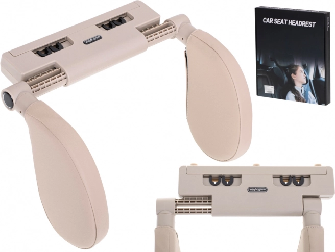 Justerbar bilsæde-rejsepude til hoved og nakke – Beige
