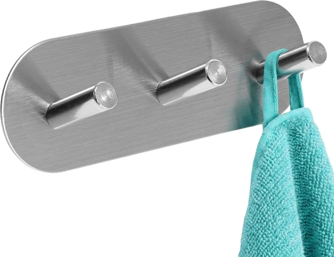 Storage Solutions selvklæbende vægkrog med 3 kroge i rustfrit stål 15 × 5 × 3,5 cm