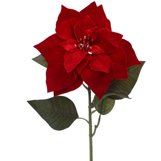 Kunstig dekorationskvist julestjerne (poinsettia) rød 80 cm - 1 stk.