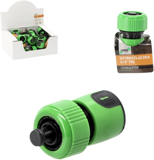 Hurtigkobling 3/4" med STOP-funktion, TPE-overflade