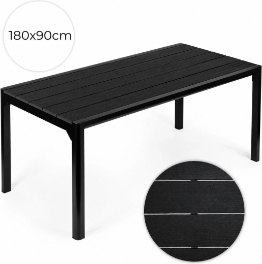 Havebord til 6–8 personer 180 × 90 cm sort MultiGarden