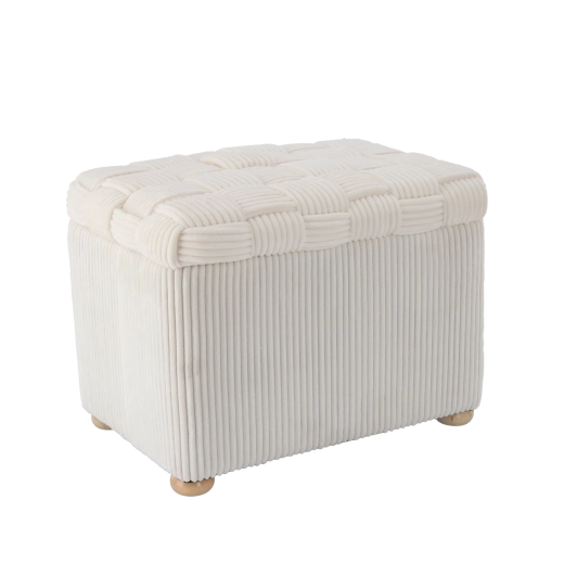 Beige strikket rektangulær puf 60 × 40 × 44 cm
