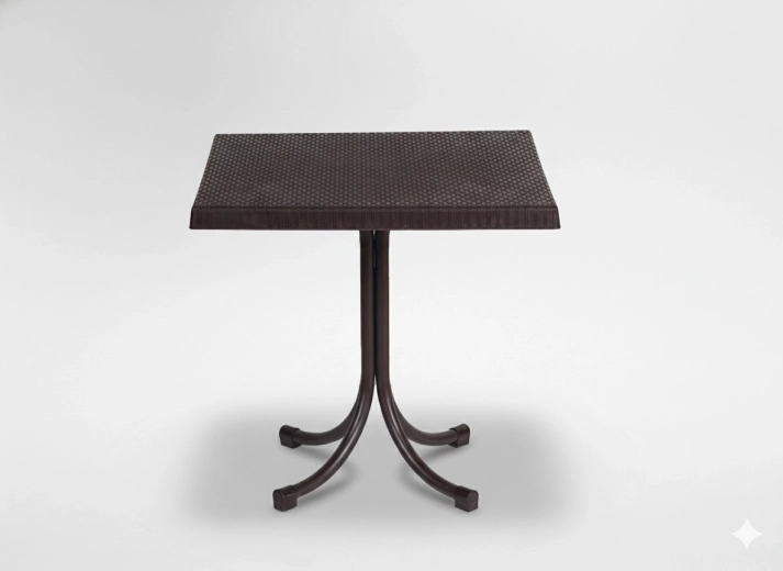 Havebord i rattanlook på én fod 80 × 80 × 73 cm, brun