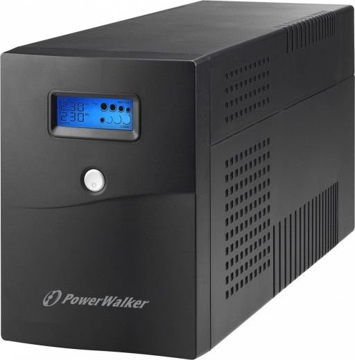 Nødstrømsforsyning PowerWalker 3000 VA line-interactive med LCD, 4× Schuko, RJ11/RJ45 og USB