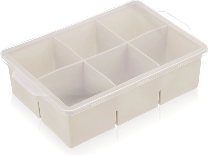 Silikoneform til XXL isterninger med låg, beige 18,5 × 12 × 5 cm