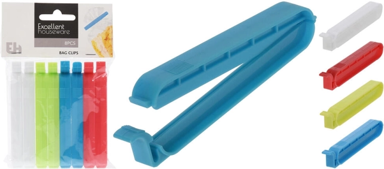 Poseklemmer 10 cm, farvemix, 8 stk.