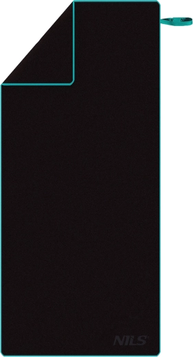 Hurtigtørrende mikrofiberhåndklæde NILS sort/blå 200 × 90 cm