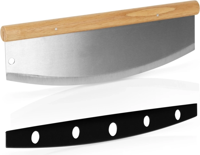Vilde pizzavuggekniv i stål 35 × 12 cm med bambushåndtag