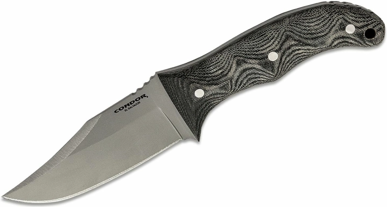 Condor Little Bowie – mindre outdoor-kniv 11,7 cm, grå Micarta, læderskede