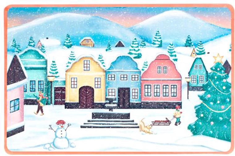 Jule dækkeserviet Landsby, plast 28,5 × 44 cm