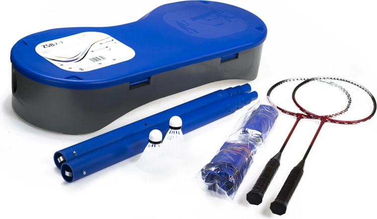 Justerbart badminton- og tennissæt med net + 2 badmintonketsjere NILS 2-i-1