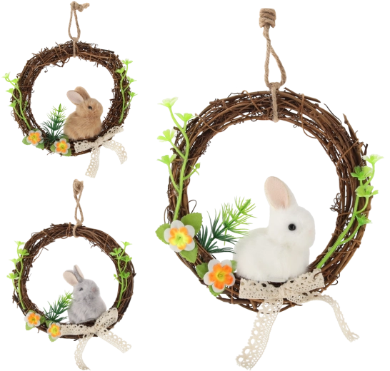 Påskekrans med kanin 15 × 15 cm