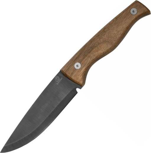 BeaverCraft BSH3 bushcraft-kniv med blåneret kulstofstålsblad, valnøddeskaft og læderskede