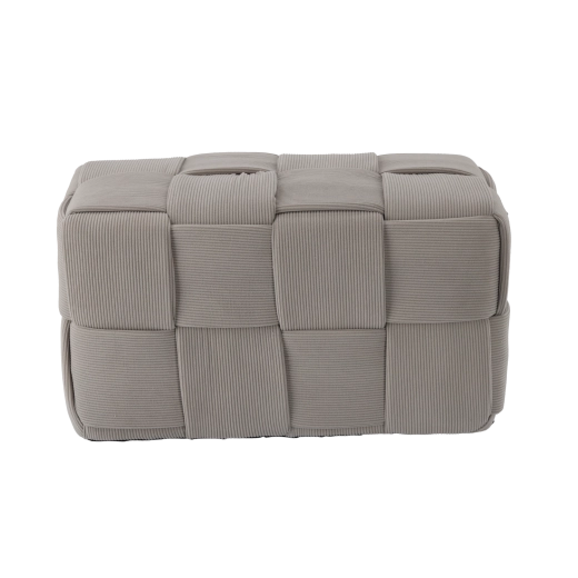 Lysegrå strikket rektangulær puf 60 × 32 × 32 cm