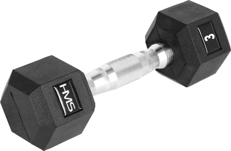 Gummibelagt sekskantet håndvægt HMS HEX PRO 3 kg