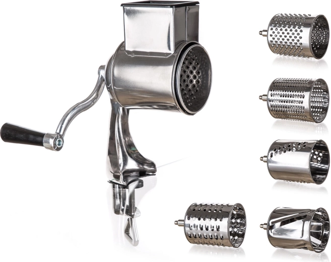 Multifunktionelt rivejern og skærer i rustfrit stål 5-i-1 med håndsving