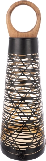 Lysestage Cone i metal og træ, sort-guld, 55 cm