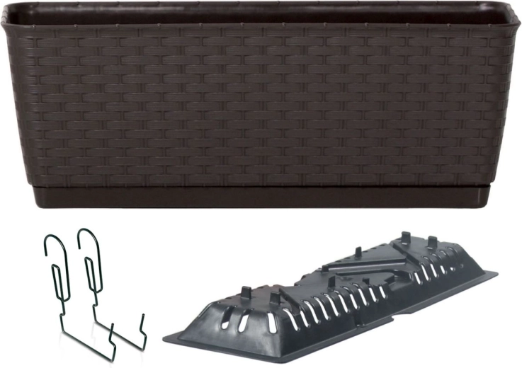 Hængende rattan-altankasse med kroge RATOLLA PW 40 cm – umbra