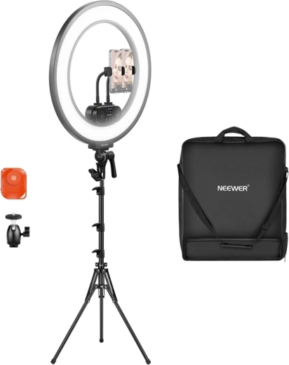 Ultratyndt LED-ringlys Neewer RL45B 18" 45 W – sæt