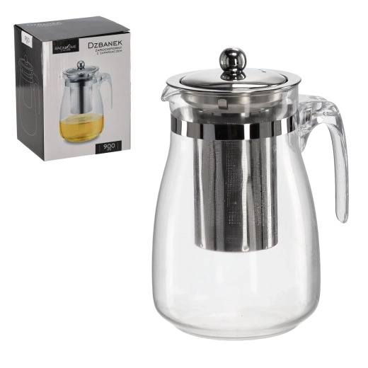 Varmebestandig glaskande med rustfrit stålsi 900 ml