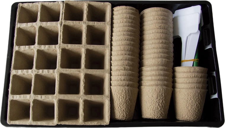 Sæt med såbakker og urtepotter til forspiring, 65 dele