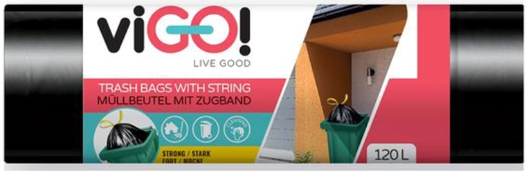 Skraldeposer med snøreluk 120 l VIGO, 10 stk.